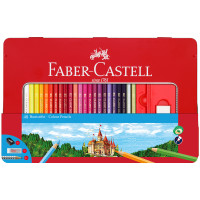 Карандаши цветные Faber-Castell, 48цв.+4, метал. кор., с ластиком, точилкой