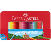 Карандаши цветные Faber-Castell, 60цв.+2 ч/г кар.+ластик+точилка, метал. кор.
